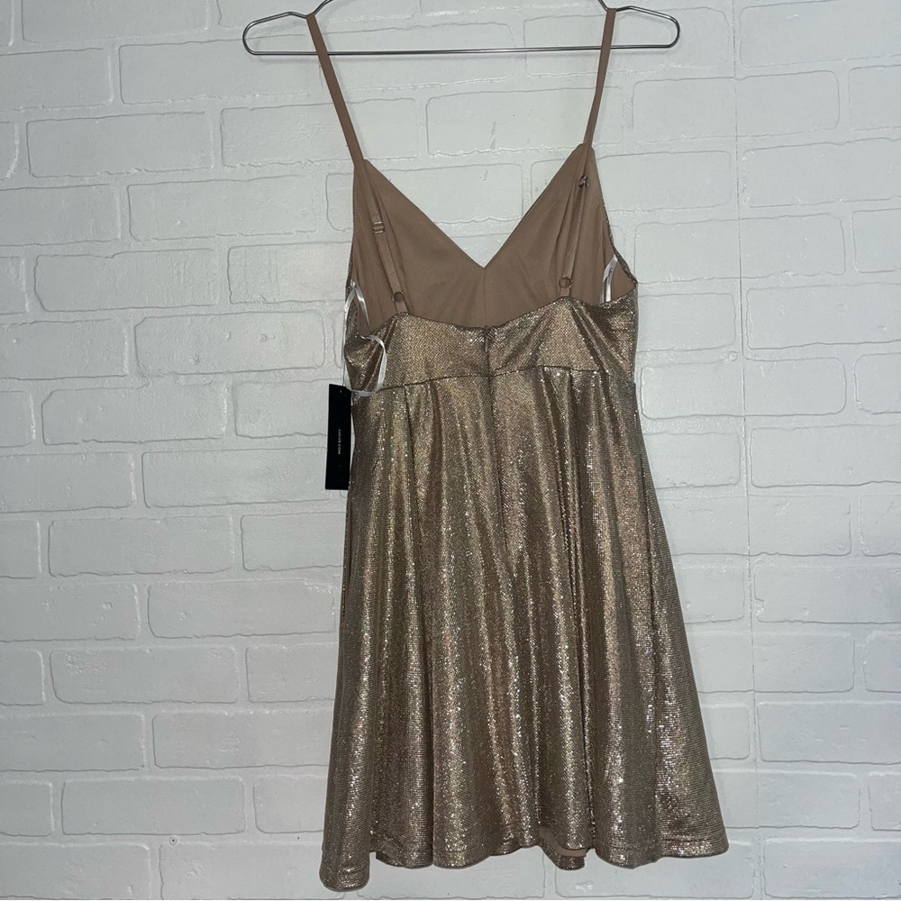 Lulus A-Line Mini Dress Keeps Getting Better Gold Skater Fit & Flare XS NWT - Picture 6 of 9